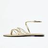Fashion Gold Narrow Strap Cross Strap Design Flat Sandals Women Summer Sexy Women's Flip Flops Elegant Ankle Strap Dress Shoes Sandalias