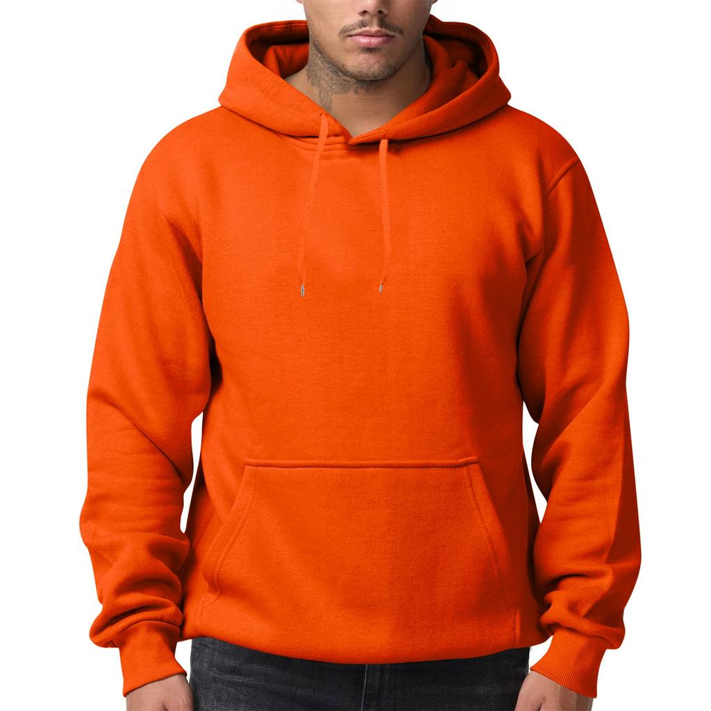 Men's Solid Color Fleece Hoodie Long Sleeve Pocket Loose Hoodie Top