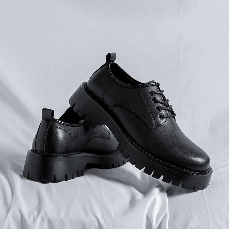Повседневная кожаная обувь мужская корейская версия трендовая британская универсальная обувь подростковая студенческая обувь круглый носок маленькая кожаная обувь 68303-R