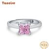 Tancise Jewelry Cut Ring 925 Silver Inlaid Square 6 * 6 Diamond Pink Ring
