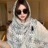 Ethnic style buckle blue shawl summer outside tie-dye cape seaside photo sunscreen silk scarf versatile scarf women