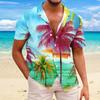 Hawaiian Shirt For Men Casual Fashion Summer Short Sleeve Buttons Printed T Shirt Top