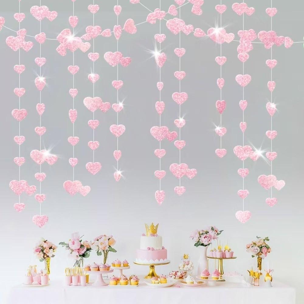 Romantic Hanging Love Streamer Glitter Wedding Garland Durable Love Heart Hanging Curtain Wedding