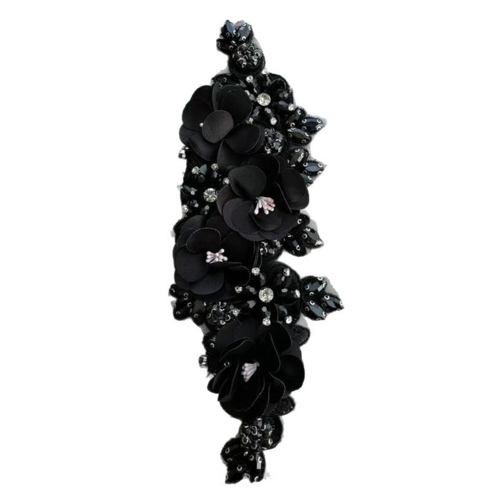 Rhinestone Beaded Bead Lace Applique 3D Crystal Rope Embroidery Patch Couture Shoulder