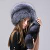 Natural Fox Fur Fluffy Hat Ushanka Women Winter Warm Fluffy Popular Style Female Tail Cap Fashion Real Fur Hats