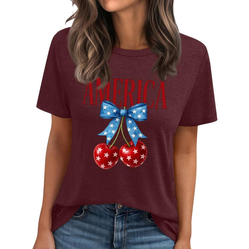 Женская футболка с круглым вырезом и короткими рукавами с принтом