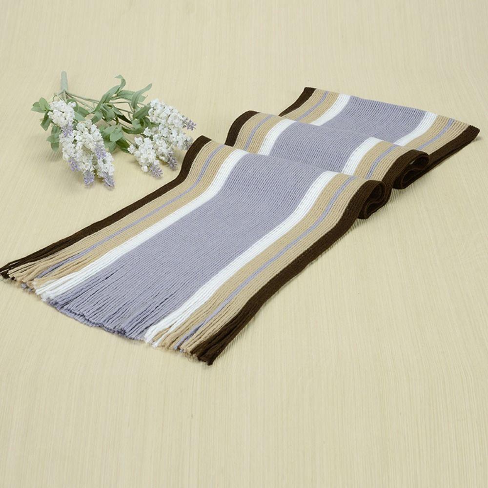 Neck Warm Men Striped Scarf Thick Neck Wrap Casual Winter Long Shawl