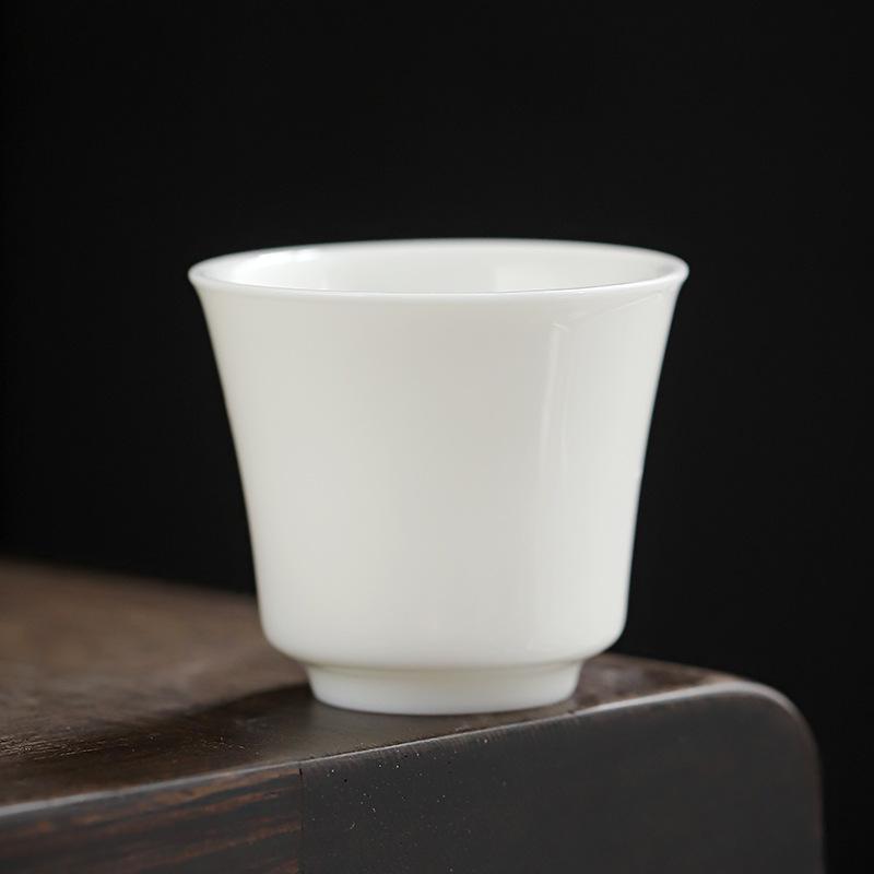 Suet jade kung fu small teacup ceramic tea cup household kung fu tea set guest cup simple pure white cup