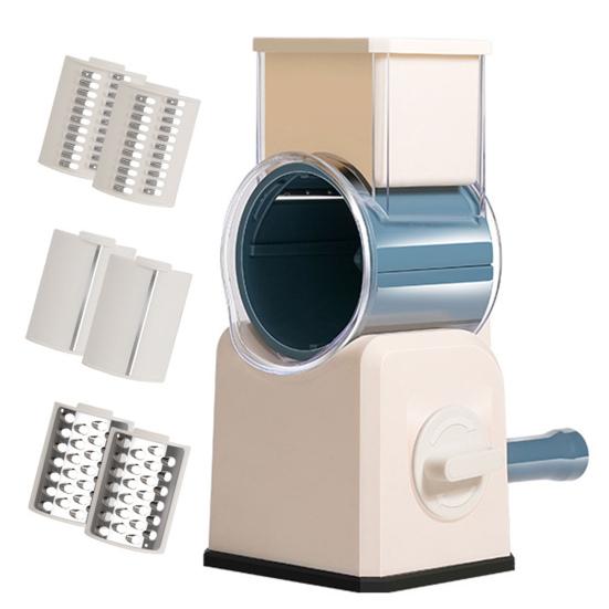 Effortlessly Veggie Chopper Strong Suction Base 3 Sets Blades Hand-Friendly Manual Rotary Vegetable Cutter Kitchen Supply