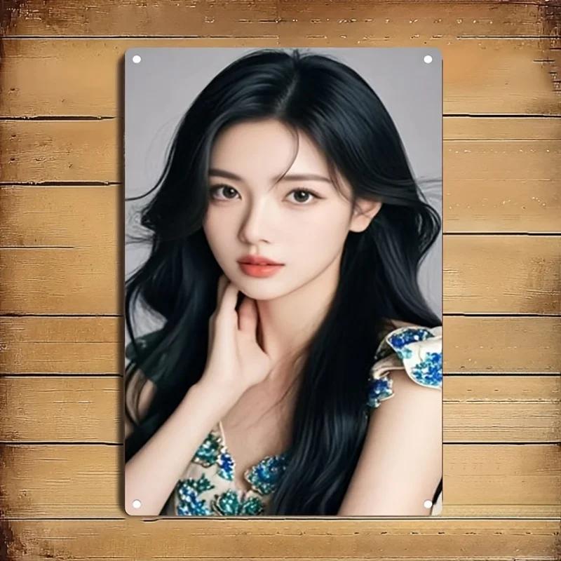 Винтажная металлическая настенная табличка Ретро женский портрет Железо Рустик Домашний декор Постер