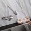 Universal Wall Mounted Stainless Steel Kitchen Faucet Cold and Hot Tap 360 Degree Swivel Flexible Hose Single Handle Faucet
