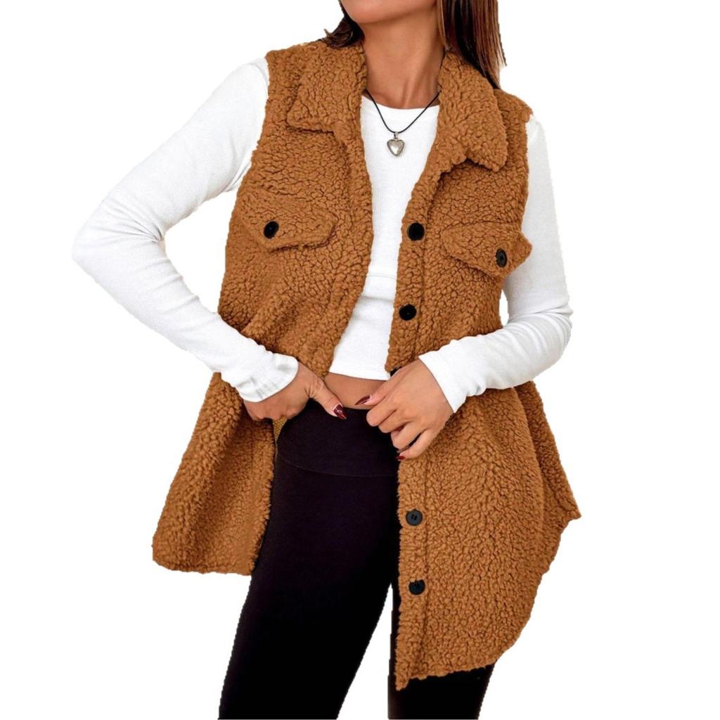 Autumn Winter Lamb Wool Vest Women Sleeveless Coat Female Waistcoat Warm Outwear