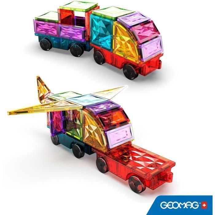 Tuiles magnétiques - GEOMAG - Tiles Gems Vehicles - 24 pièces - Effet cristal - Dès 3 ans