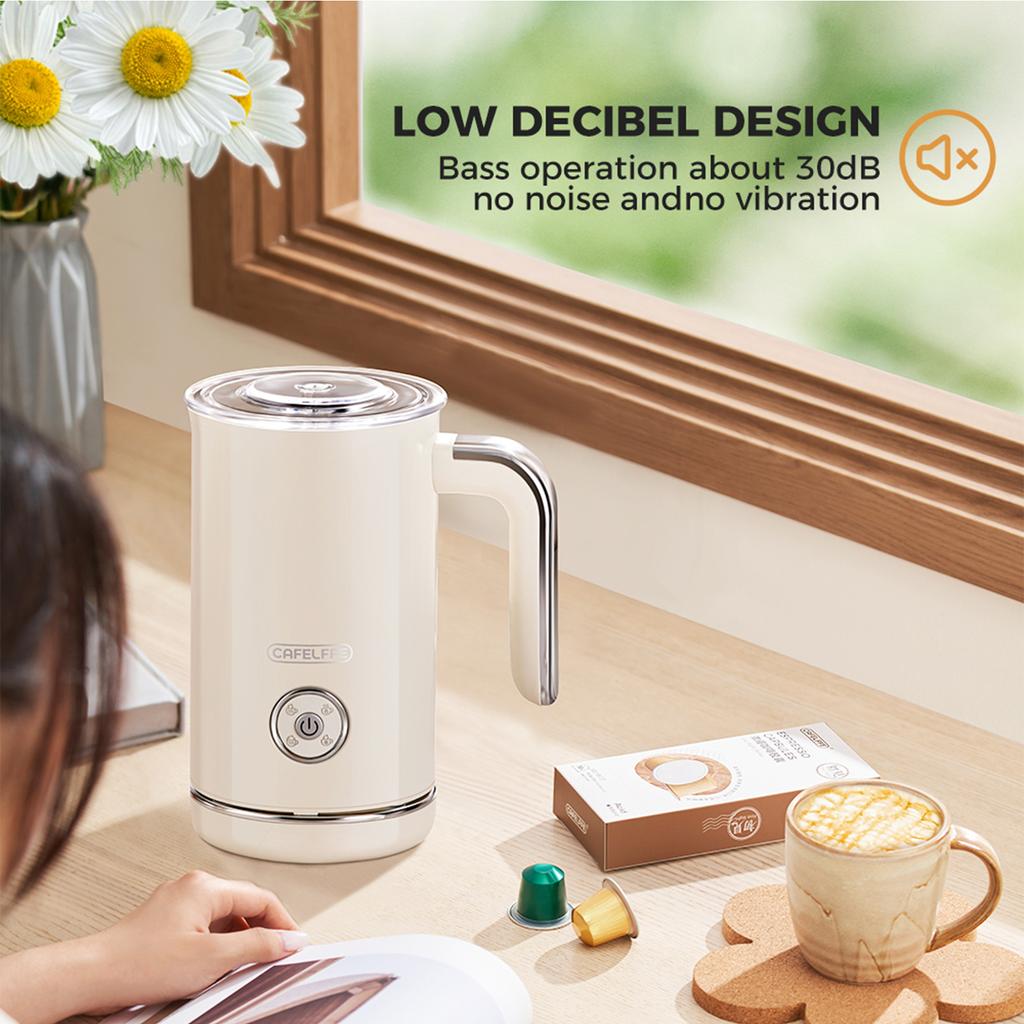 4-in-1 Electric Milk Frother One Click Operation Cold Hot and Heating Brew Auto Shut Off Double