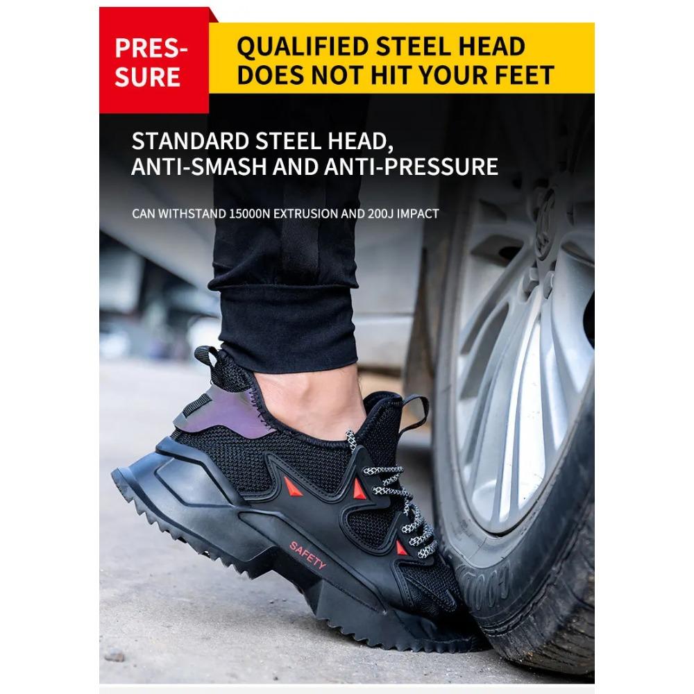 Summer Work Shoes Anti Puncture Breathable Safety Shoes Anti Slip Lightweight Work Shoes Steel Toe Sneakers Men Security Shoes