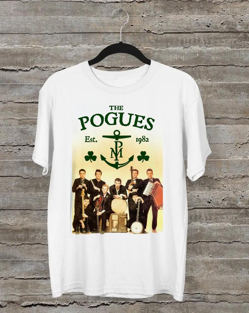 Новая Популярная Белая Футболка Группы The Pogues Хлопковая Полного Размера Унисекс Футболка