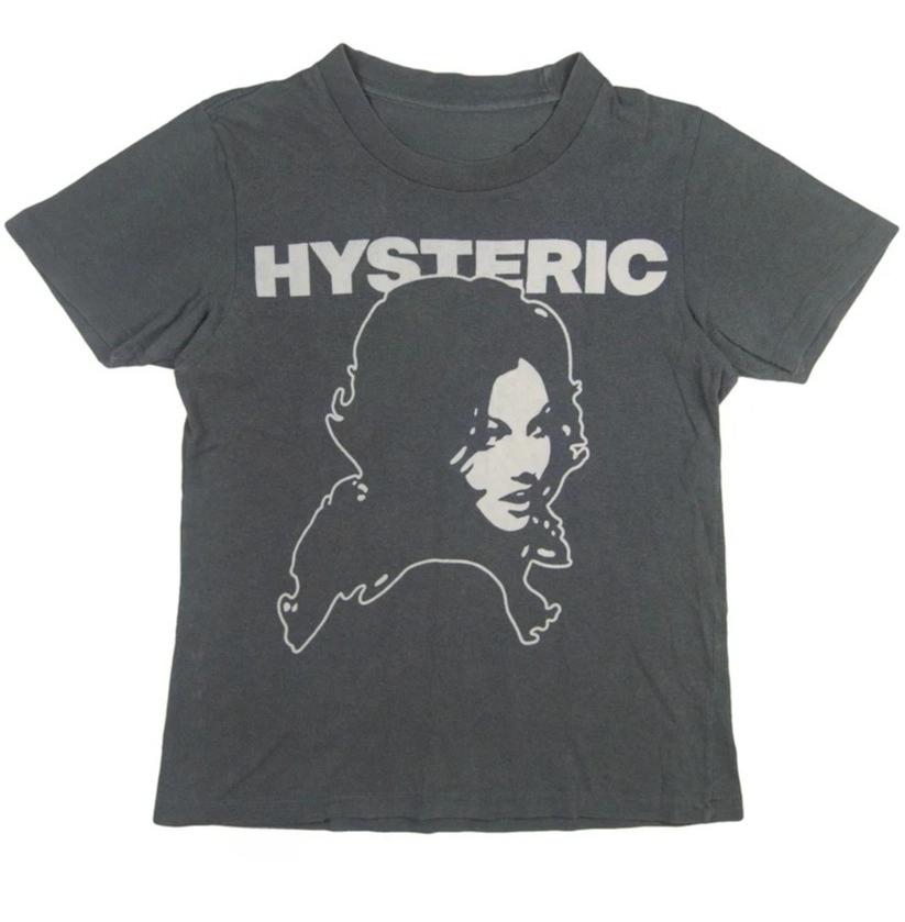Футболка Hysteric Glamour в стиле ретро 90-х, переиздание, угольного цвета, для мужчин и женщин, графическая футболка Y2k с коротким рукавом, унисекс, мужская, женская, летняя