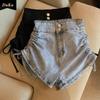 Plus-size Stretch Denim Shorts Women's Summer High-waisted Skinny Lace-up Drawstring Spice Pants