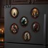 Vintage Halloween Theme Home Ornaments Magnetic Fridge Magnet, Ghost Witch Photo Frame, Wooden Refrigerator Magnets Frame Decoration, Atmospheric Dark