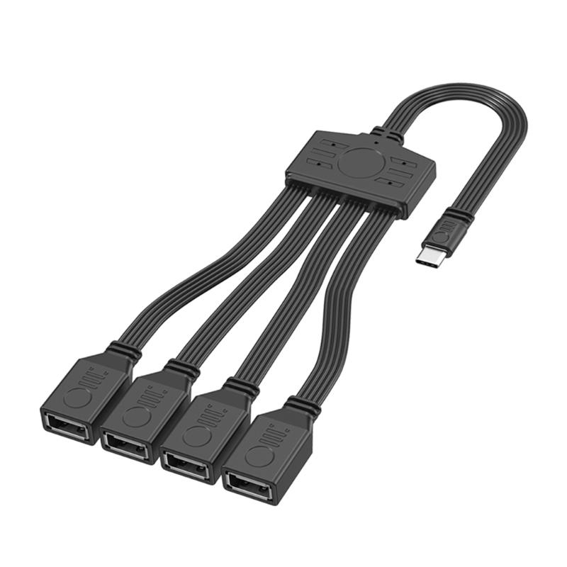 Разветвитель USB C на 4 USB 2.0 Кабель для Зарядки и Передачи Данных Совместим с Ноутбуками, Планшетами и Игровыми Консолями