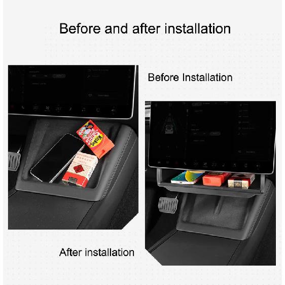 For Tesla Model Y Juniper 16-inch Center Under Screen Storage Box for Model 3 Highland Open and Close Screen Hideen Privacy Box