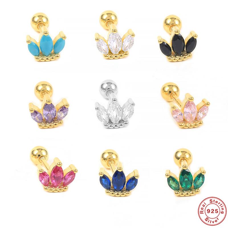 Серьги-гвоздики с маленькой короной и бриллиантовой нитью из стерлингового серебра 925 пробы, самые продаваемые трендовые гвоздики для ушных косточек