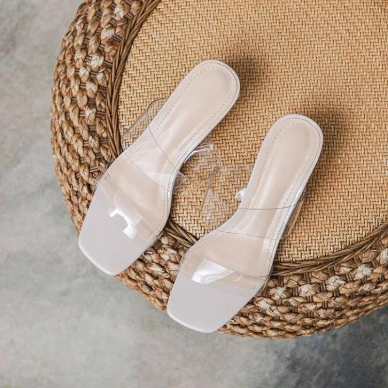 Woman Slippers Clear Sandals Transparent Cute Shoes for Women Slip-resistant Slides Jelly Waterproof Natural Skin New Fashion 39