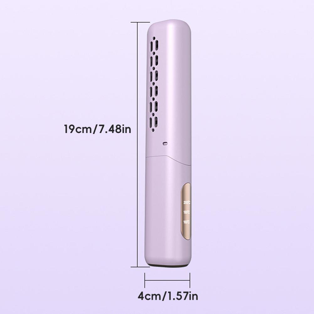 Мини-стайлер для волос 2-в-1, беспроводной, перезаряжаемый через USB-C, для завивки и выпрямления, ЖК-расческа, автоматическое отключение для путешествий, инструмент для красоты волос