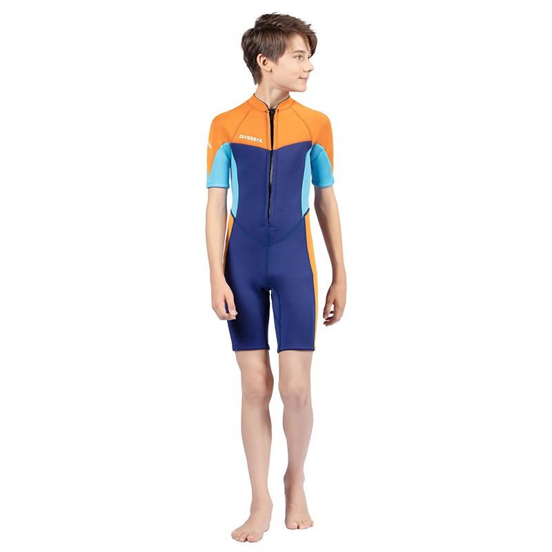 2.5mm Kids Wetsuit Boys Short Sleeve Full Body Dive Suit Warm Swimming Surf Training Gear