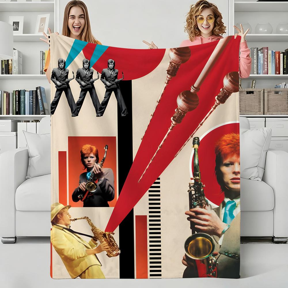 Музыкальный плед D-David Bowie Фланелевый плед Идеально подходит для дивана, офиса, кровати, путешествий, сна, чтения, отдыха, кемпинга, всесезонное использование