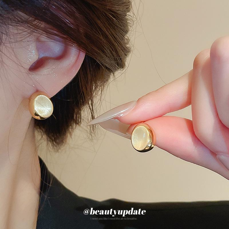 Gold-Plated Silver Irregular Bean Earrings for Women - Chic and Versatile Design