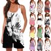 Women's Fashion Casual Loose Suspenders Sleeveless With Pockets Printed Jumpsuit