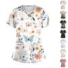 Women's Short Sleeve Stagger V Neck  Print Pocket Dry-nurse Top