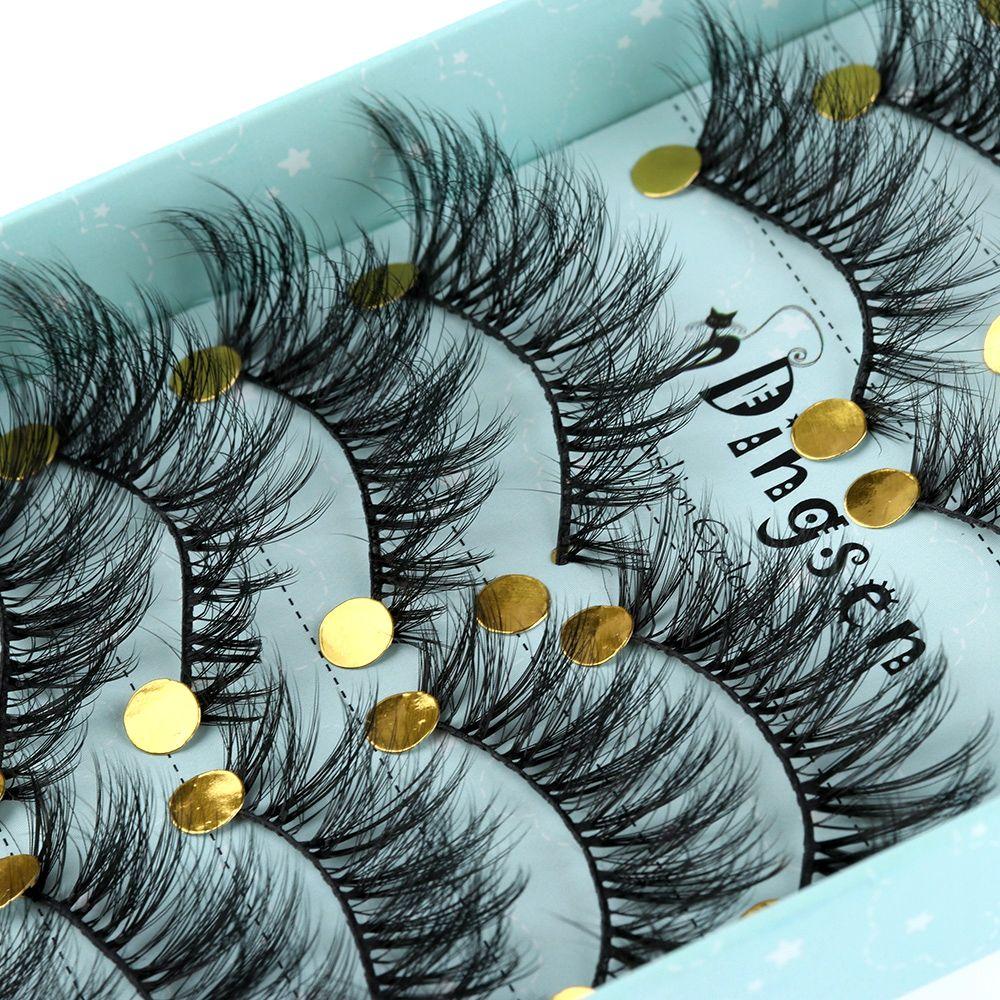 10 Pairs Handmade Fluffy Natural  Crisscross 3D Faux Mink Hair False Eyelashes Extension Tools