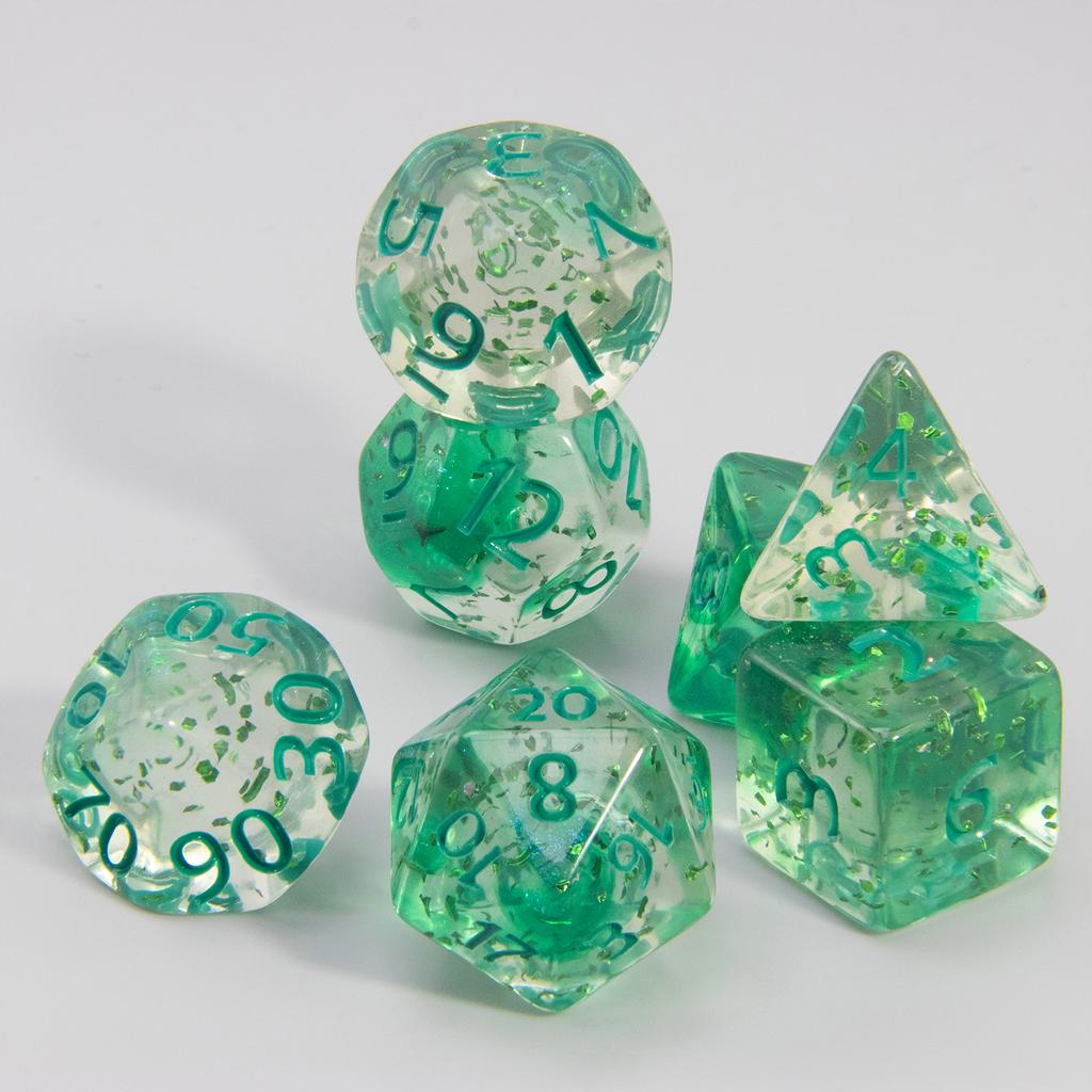 Набор игральных костей DND из 7 кубиков с эффектом многогранной туманности и блеска D4 D6 D8 D10 D% D12 D20 для настольных игр DND RPG