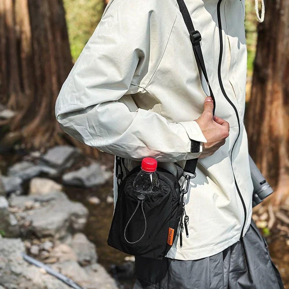 Sports Drawstring Crossbody Bag Solid Color Mobile Phone Pack Quick-dry Nylon Shoulder Bag Unisex