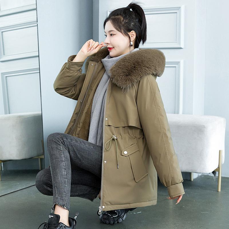 Send To Overcome The Long Waist Cotton Jacket Plus Velvet Cotton-padded Jacket Down Cotton Jacket Femal