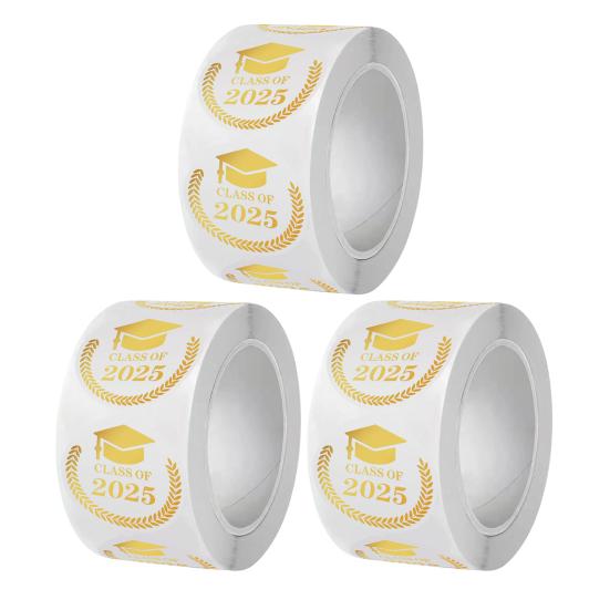 Наклейки на выпускной Класс 2025 Наклейки на конверты с шапочками Прозрачные этикетки из золотой фольги для объявлений Приглашения Сувениры для выпускного вечера