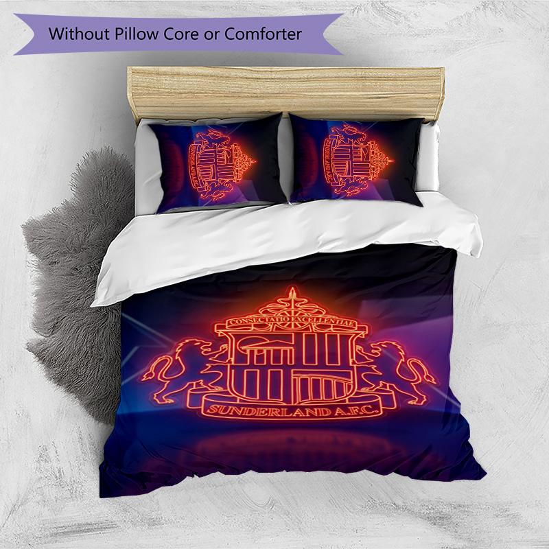 Sunderland Football Printed 3 Pieces Bedding Set, Comfortable Skin Friendly Bedroom Duvet Cover Set