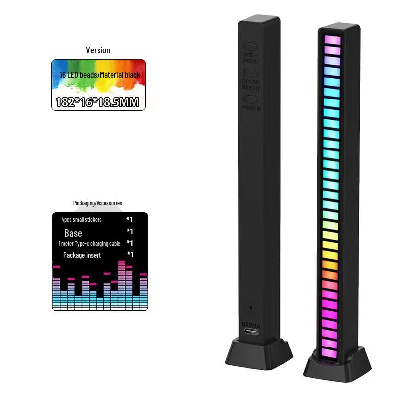 3D RGB Sound-Activated Rhythm Light: Double-Sided, Bluetooth-Controlled Strip for Desktop, Car, or Room Atmosphere.