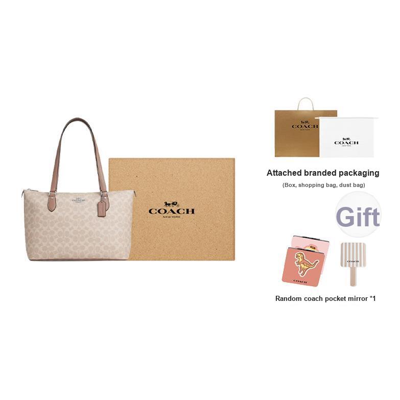 Coach Gallery 36 Classic Monogram Zipper Tote Bag Women Tote Bags Dusty-Pink CW381-SVPWH
