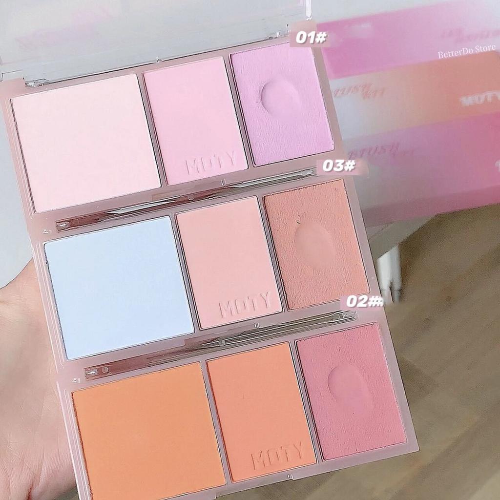 Pink Series 3 Colors Blush Makeup Palette Mashed Potato Texture Matte Cheek Tint Contour Shadow Blusher Cosmetics Rouge Powder