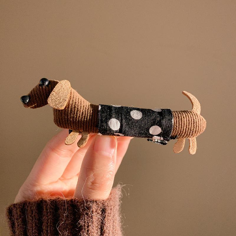Korean Cute Dachshund Dog Hair Clip Female Side Fringe Duckbill clip Hair Clip Makeup Hairpins Girls Cute Bangs Clip Headwear