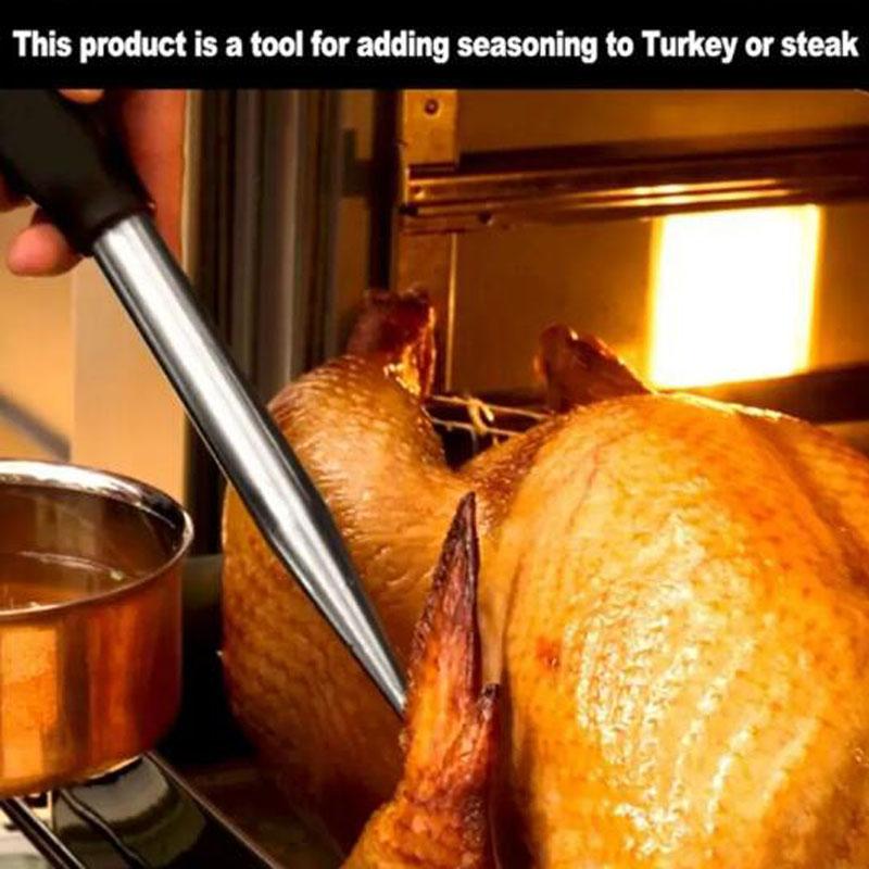 Шприцы для индейки для приготовления пищи Шприцы для полива Дня благодарения Нержавеющая сталь Шприц для индейки с иглой и для чистки