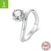 Simple One-Carat Mozzarella Diamond Ring Engagement Ring, Line Design S925 Sterling Silver Ring.