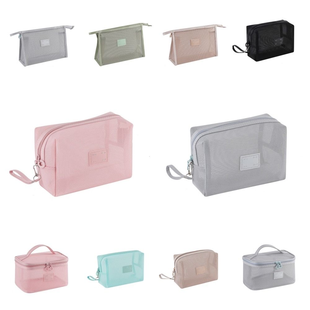 Square Transparent Mesh Cosmetic Bag Lightweight Storage Toiletry Bag  Camping