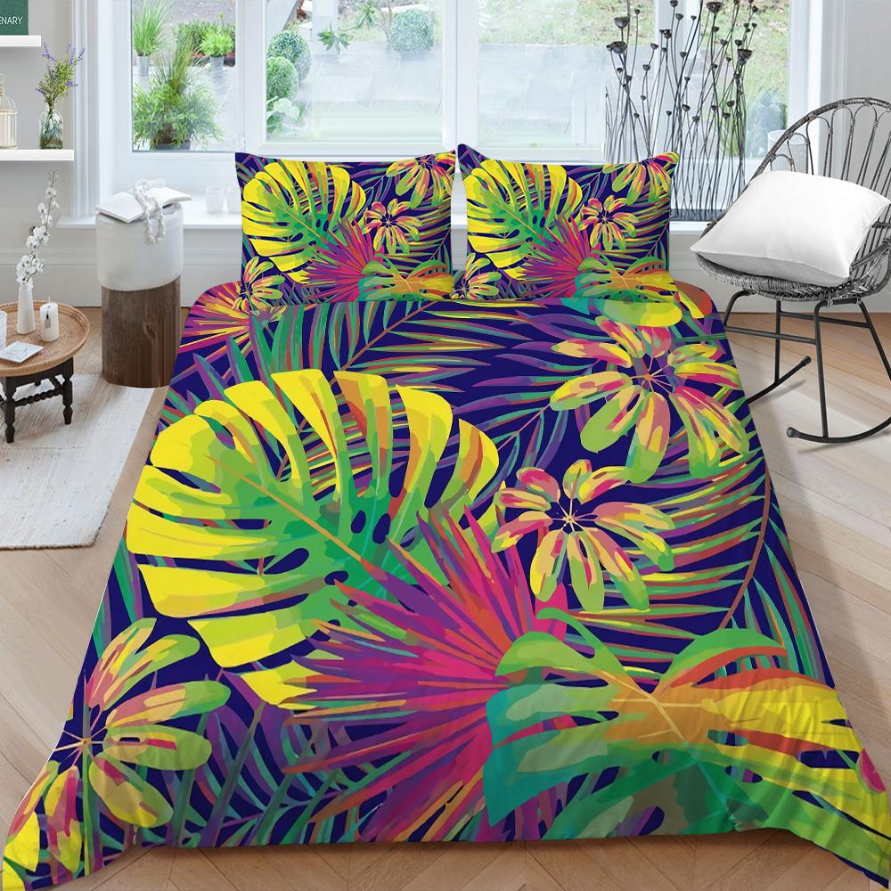 Постельное белье с рисунком листьев, пододеяльник, лист, постельное белье, пододеяльник с растением, домашний текстиль для девочек, комплект постельного белья одного размера