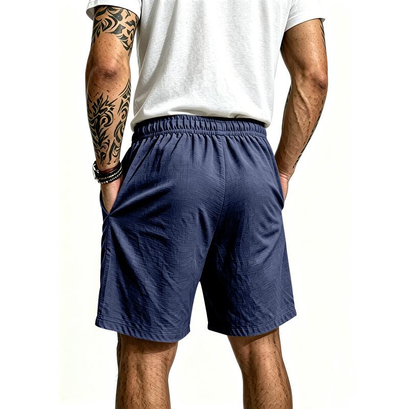 Men's Summer 5 Inch Shorts, European American Elastic Waist Drawstring Loose Beach Outdoor Vacation Shorts for Men