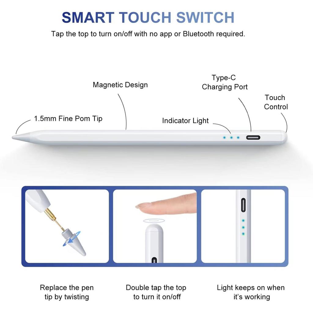 Pencil Pro Palm Rejection Digital Pencil Tilt Sensitivity Active Stylus Pens for iPad Pro M5
