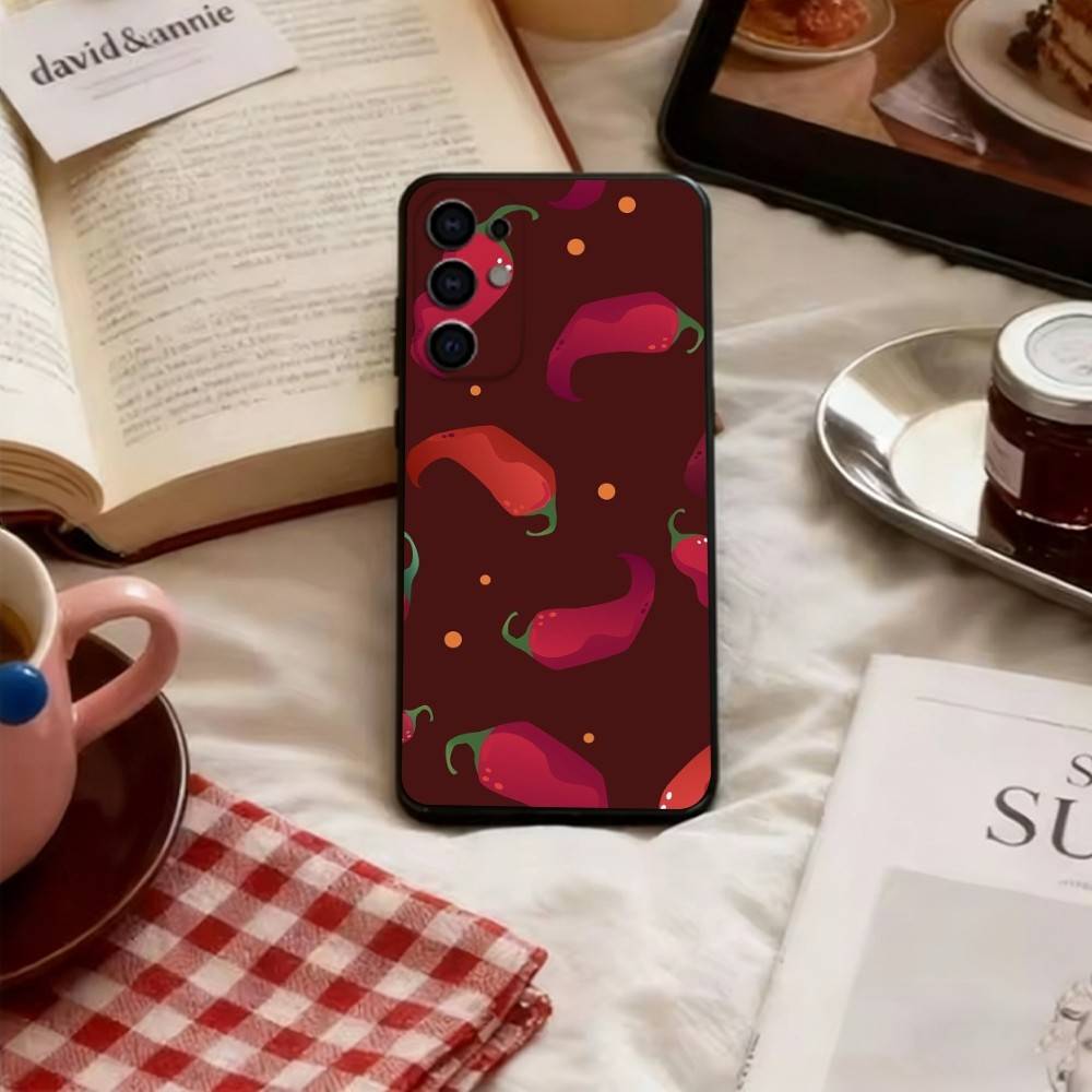 Чехол для телефона Красный перец чили для Samsung S25, S24, S21, S22, S23, S30, Ultra, S20, Plus, Fe, Мягкий черный чехол